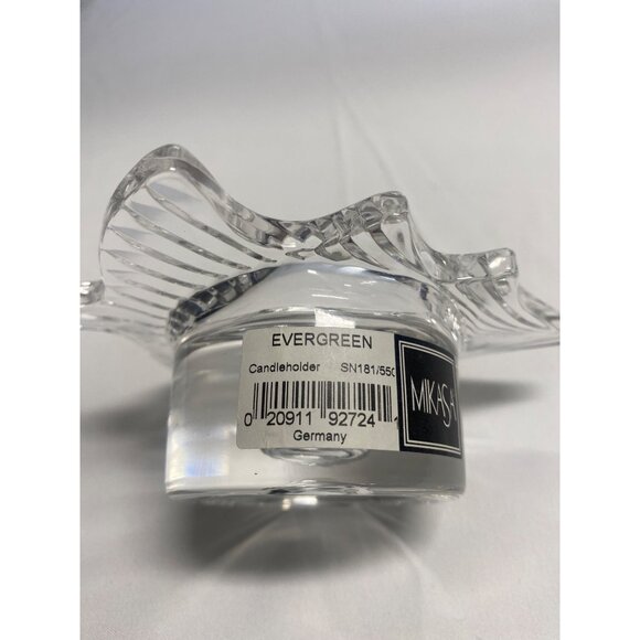 Vintage Mikasa Evergreen Tealight Candleholder Crystal Clear Cut Glass NEW - Picture 10 of 13
